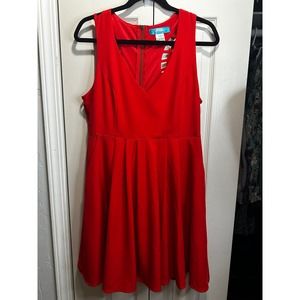 Buttons Red Dress Size L with Zip Back